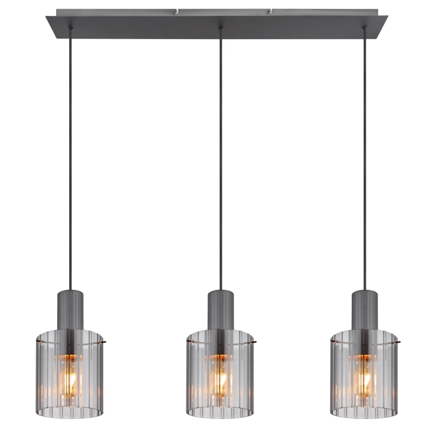 Globo - Chandelier on a string 3xE27/40W/230V grey