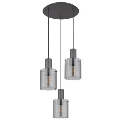 Globo - Chandelier on a string 3xE27/40W/230V d. 48 cm grey