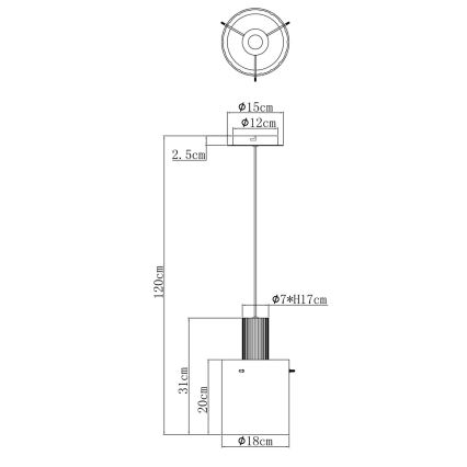 Globo - Chandelier on a string 1xE27/40W/230V d. 18 cm white