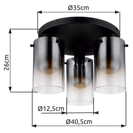 Globo - Surface-mounted chandelier 3xE27/40W/230V d. 40,5 cm black