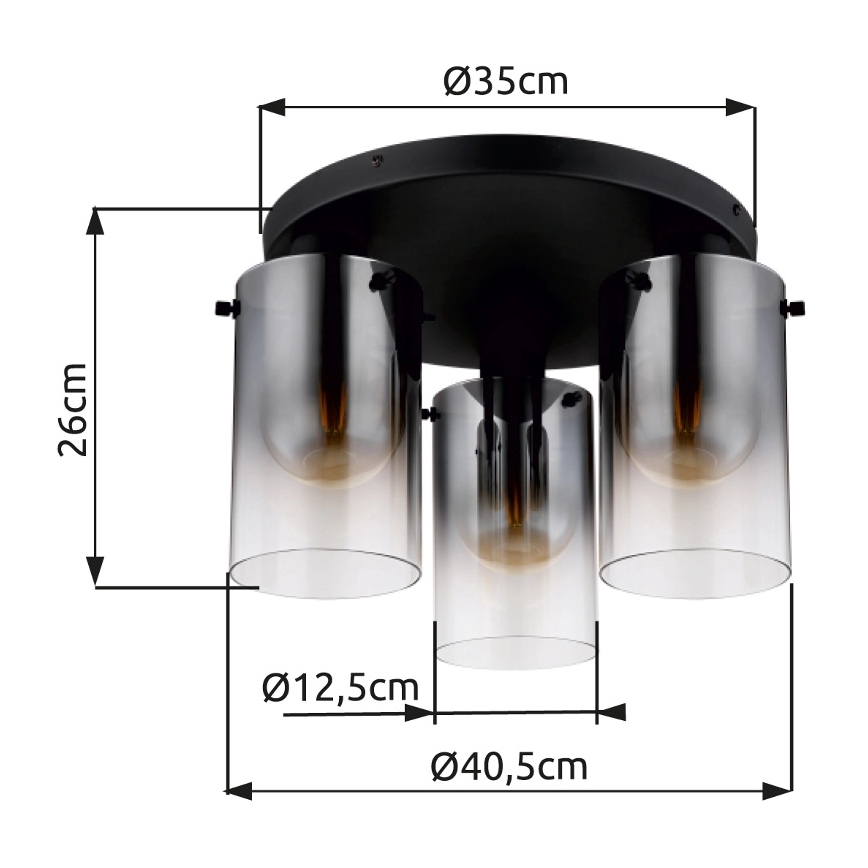 Globo - Surface-mounted chandelier 3xE27/40W/230V d. 40,5 cm black