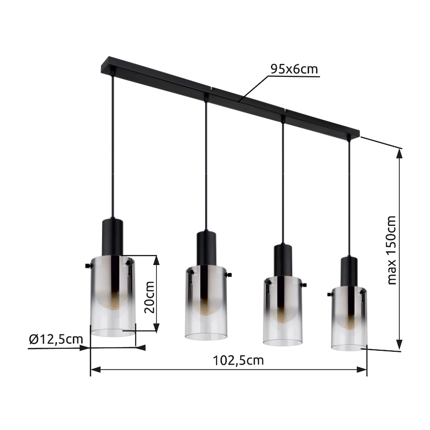 Globo - Chandelier on a string 4xE27/40W/230V black