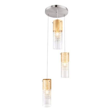 Globo - Chandelier on a string 3xE27/60W/230V d. 30 cm gold