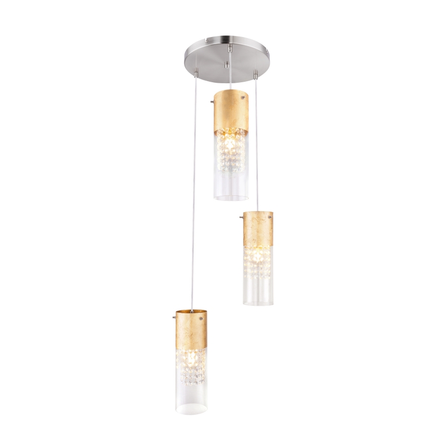 Globo - Chandelier on a string 3xE27/60W/230V d. 30 cm gold