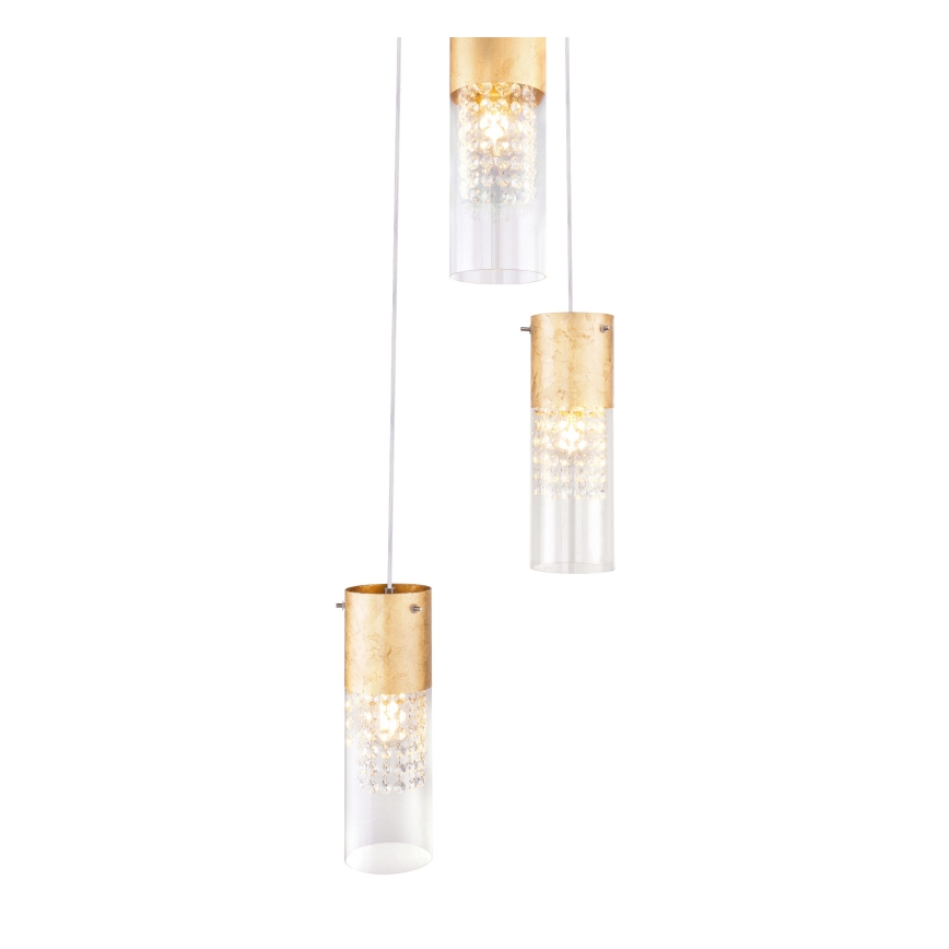 Globo - Chandelier on a string 3xE27/60W/230V d. 30 cm gold