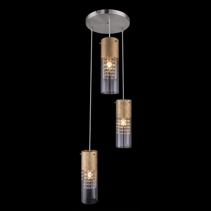 Globo - Chandelier on a string 3xE27/60W/230V d. 30 cm gold