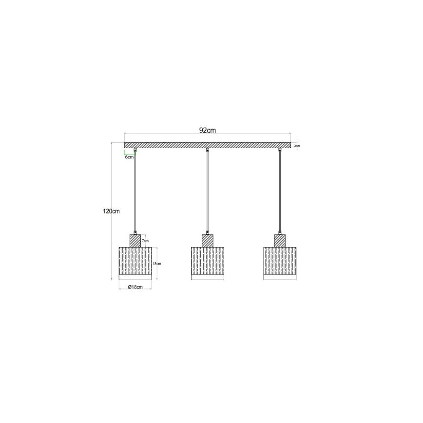 Globo - Cable-Hung Pendant Light 3xE27/60W/230V