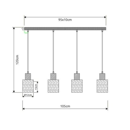 Globo - Cable-hung pendant light 4xE27/40W/230V