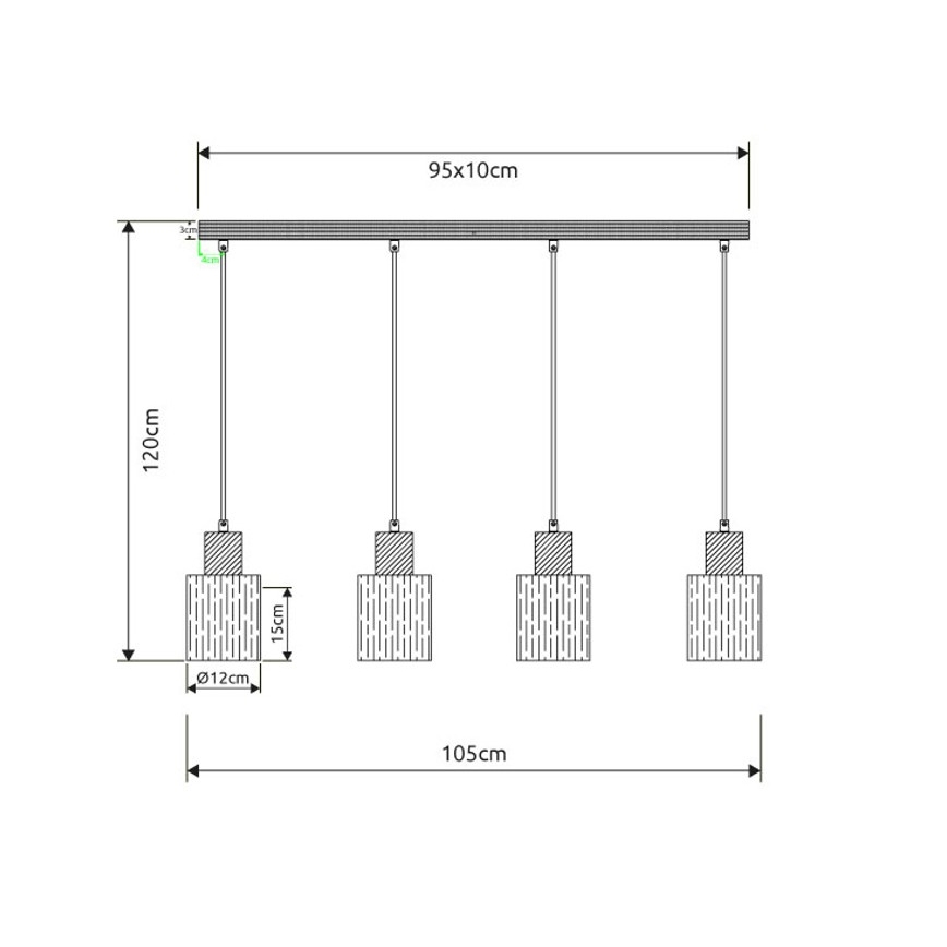 Globo - Cable-hung pendant light 4xE27/40W/230V