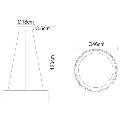 Globo - LED Cable-Suspended Pendant LED/45W/230V 2700/4000/6000K Ø 46 cm Black