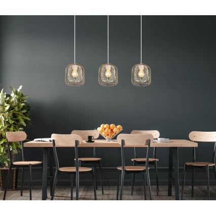 Globo - Cable-hung pendant lamp 3xE27/40W/230V beige/white