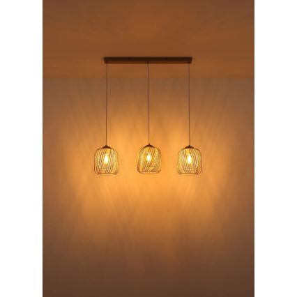 Globo - Cable-hung pendant lamp 3xE27/40W/230V beige/white