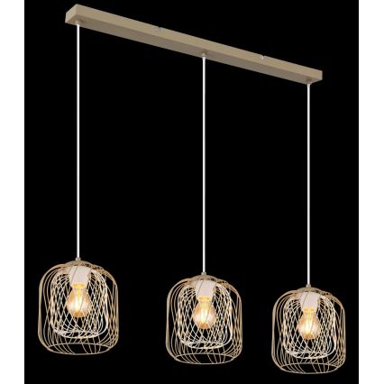 Globo - Cable-hung pendant lamp 3xE27/40W/230V beige/white