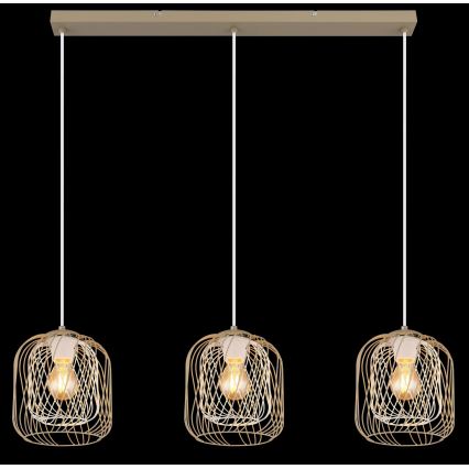 Globo - Cable-hung pendant lamp 3xE27/40W/230V beige/white