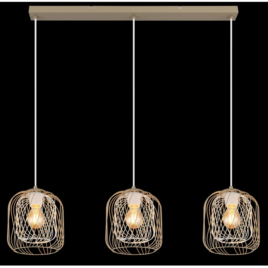 Globo - Cable-hung pendant lamp 3xE27/40W/230V beige/white