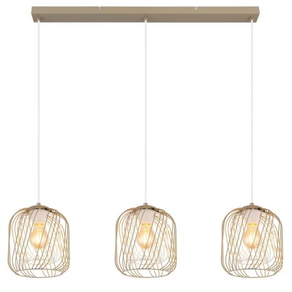 Globo - Cable-hung pendant lamp 3xE27/40W/230V beige/white