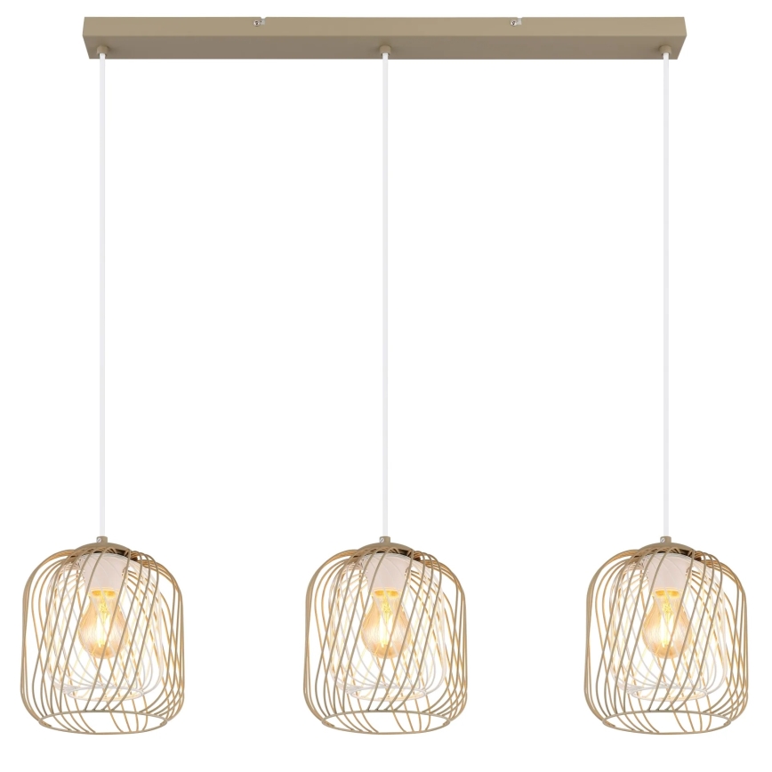 Globo - Cable-hung pendant lamp 3xE27/40W/230V beige/white