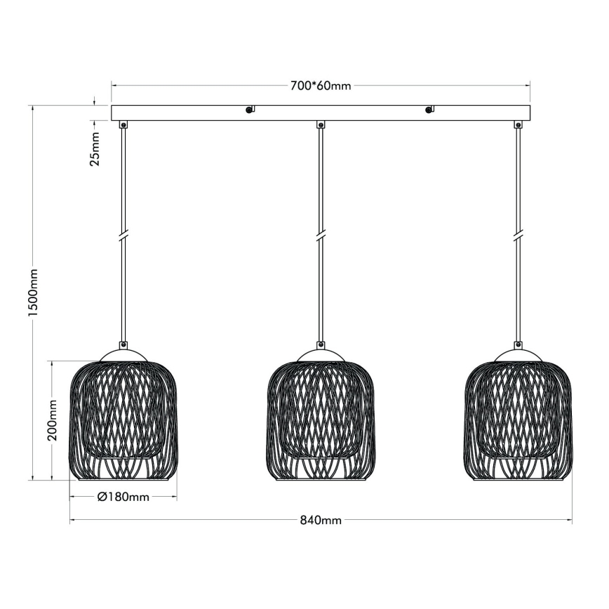 Globo - Cable-hung pendant lamp 3xE27/40W/230V beige/white