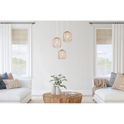 Globo - Pendant light on cable 3xE27/40W/230V beige/white