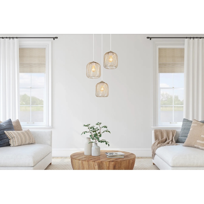 Globo - Pendant light on cable 3xE27/40W/230V beige/white