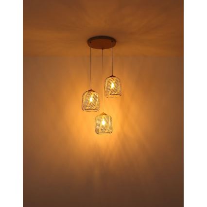Globo - Pendant light on cable 3xE27/40W/230V beige/white