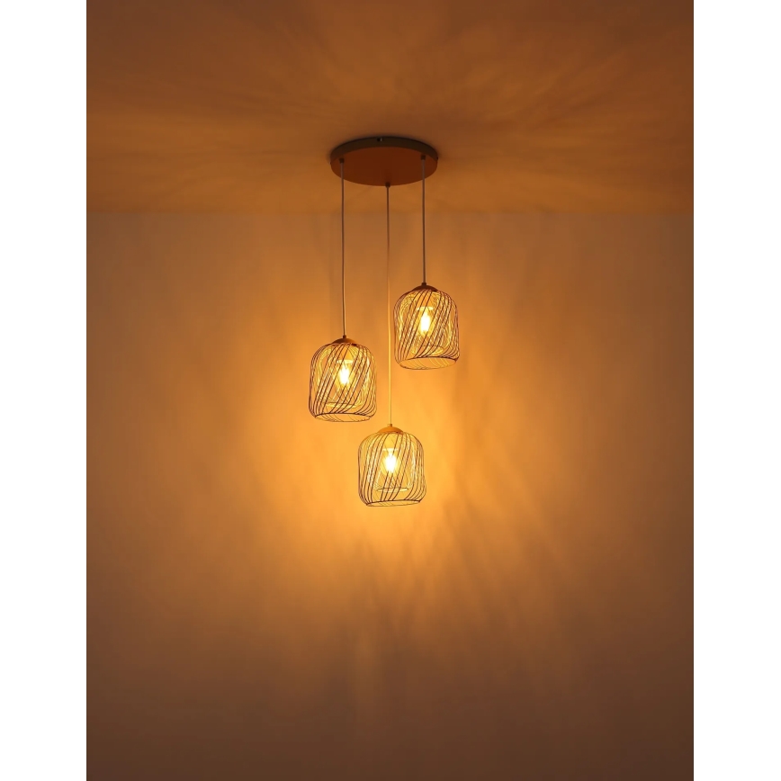 Globo - Pendant light on cable 3xE27/40W/230V beige/white