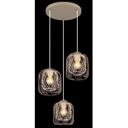 Globo - Pendant light on cable 3xE27/40W/230V beige/white