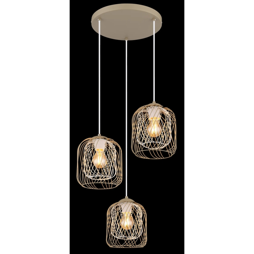 Globo - Pendant light on cable 3xE27/40W/230V beige/white