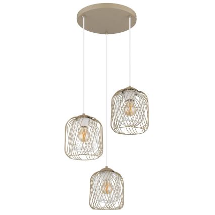 Globo - Pendant light on cable 3xE27/40W/230V beige/white