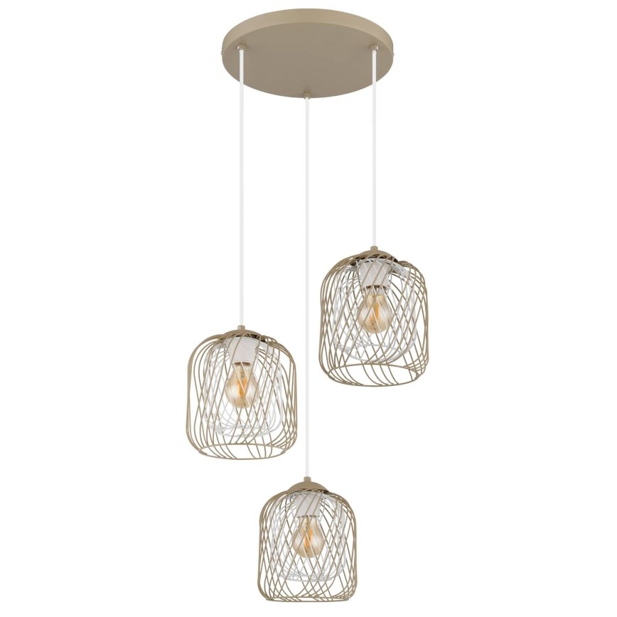 Globo - Pendant light on cable 3xE27/40W/230V beige/white
