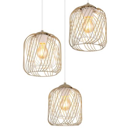Globo - Pendant light on cable 3xE27/40W/230V beige/white