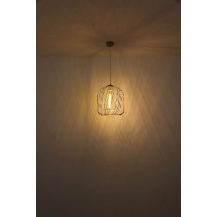 Globo - Cable-hung pendant lamp 1xE27/40W/230V Ø 35 cm beige/white
