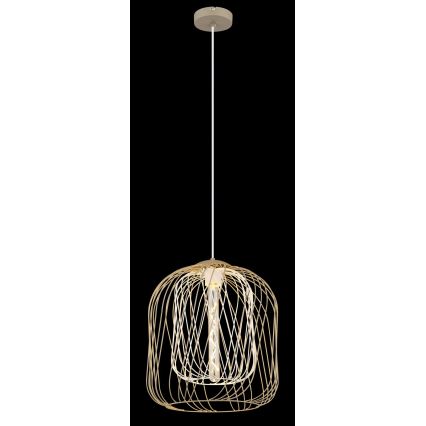 Globo - Cable-hung pendant lamp 1xE27/40W/230V Ø 35 cm beige/white