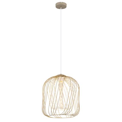 Globo - Cable-hung pendant lamp 1xE27/40W/230V Ø 35 cm beige/white
