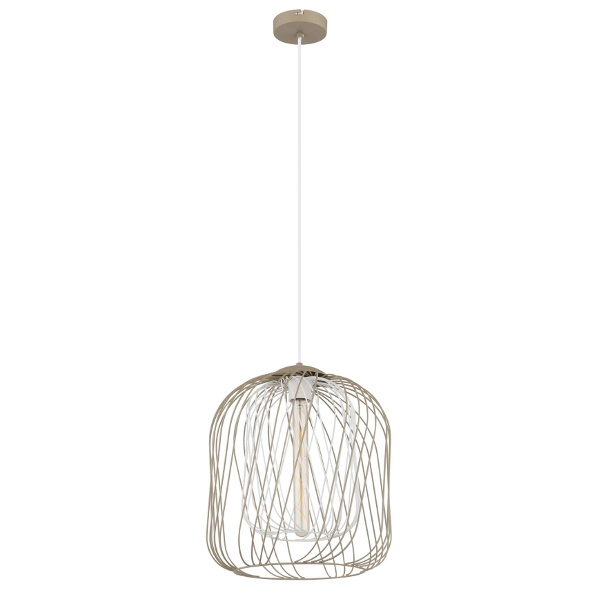 Globo - Cable-hung pendant lamp 1xE27/40W/230V Ø 35 cm beige/white