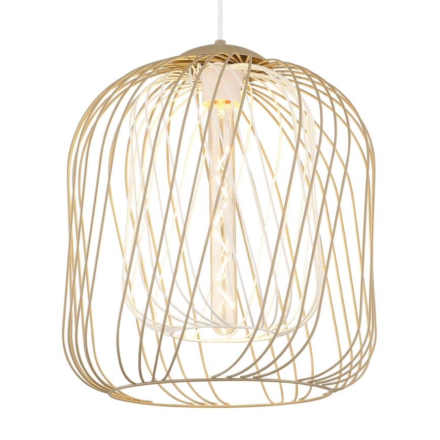 Globo - Cable-hung pendant lamp 1xE27/40W/230V Ø 35 cm beige/white