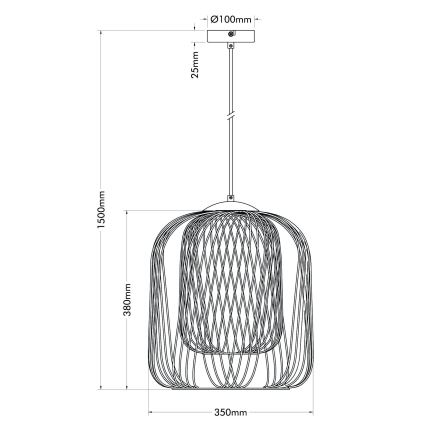 Globo - Cable-hung pendant lamp 1xE27/40W/230V Ø 35 cm beige/white