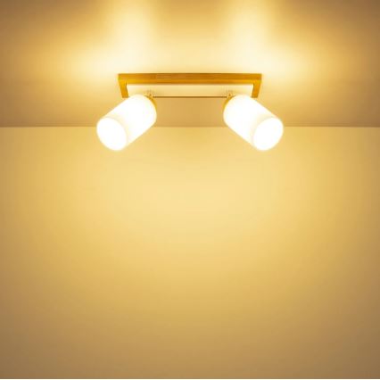 Globo - Spotlight 2xE27/60W/230V oak/white