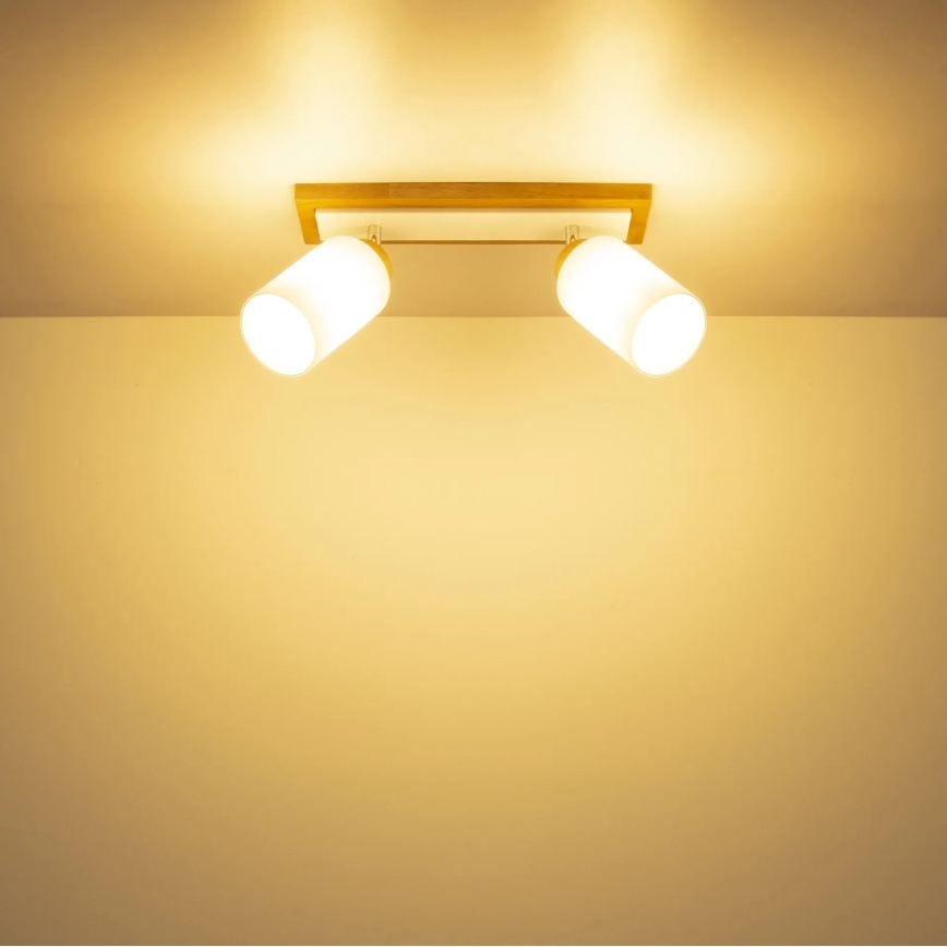Globo - Spotlight 2xE27/60W/230V oak/white