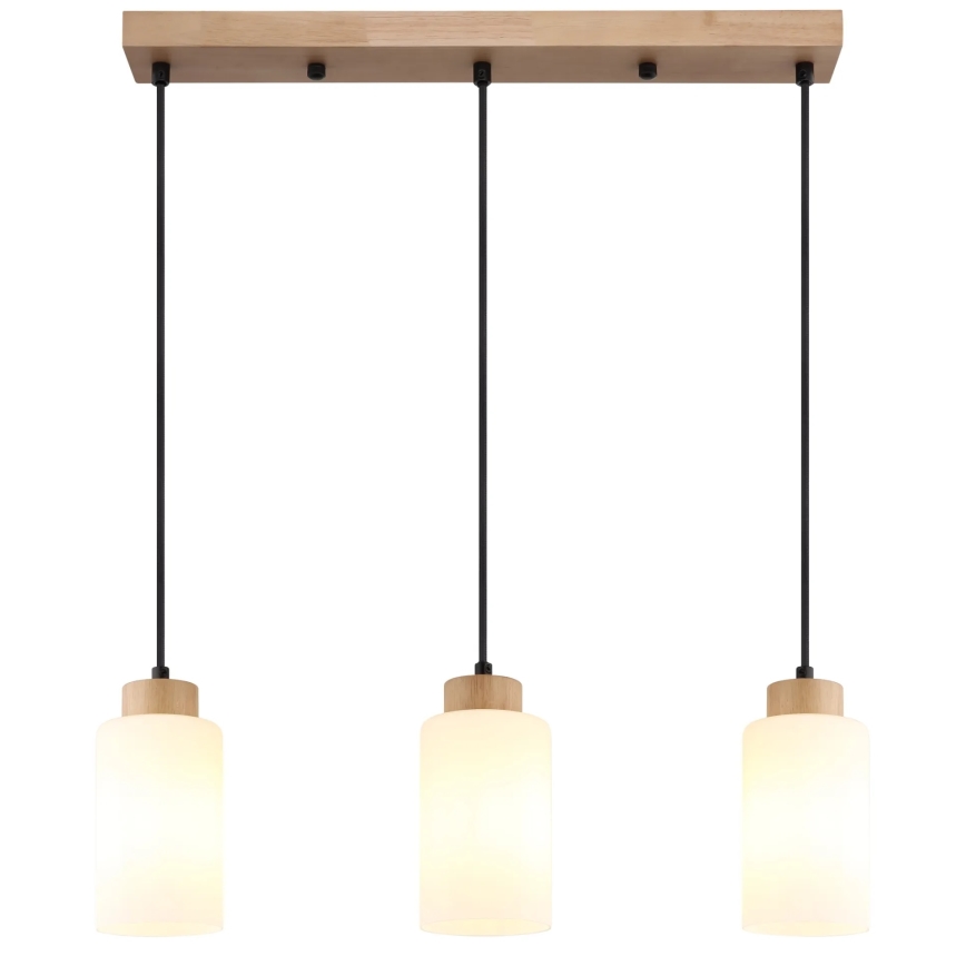 Globo - Cable-hung pendant 3xE27/60W/230V oak/white