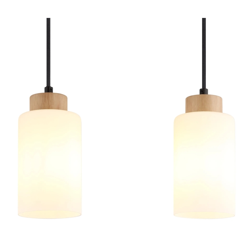 Globo - Cable-hung pendant 3xE27/60W/230V oak/white