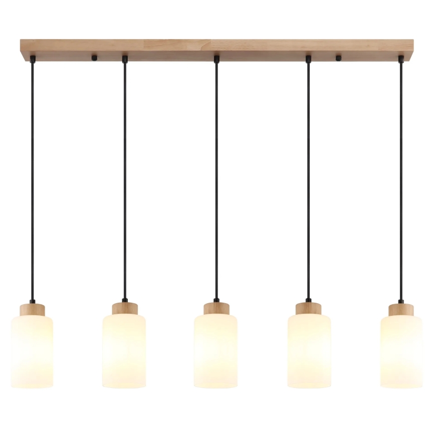 Globo - Cable-hung pendant light 5xE27/60W/230V oak/white