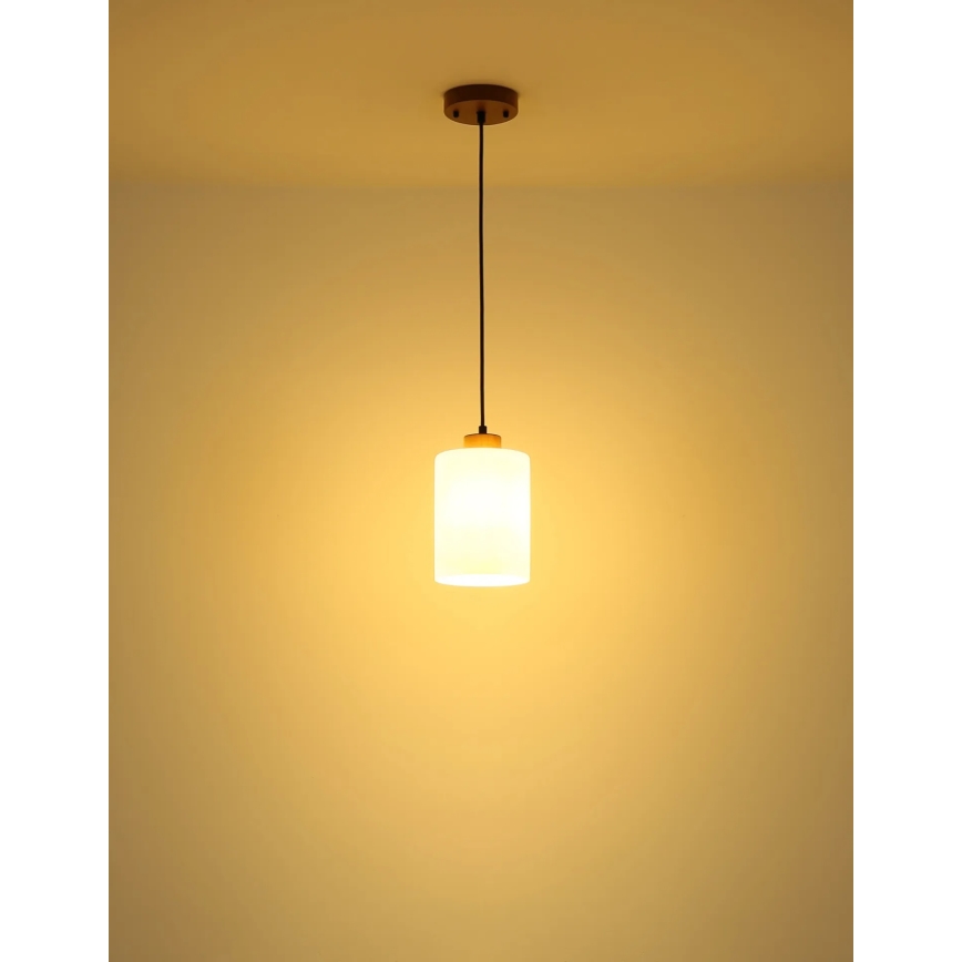 Globo - Cable-hung pendant 1xE27/60W/230V Oak/White