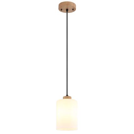 Globo - Cable-hung pendant 1xE27/60W/230V Oak/White