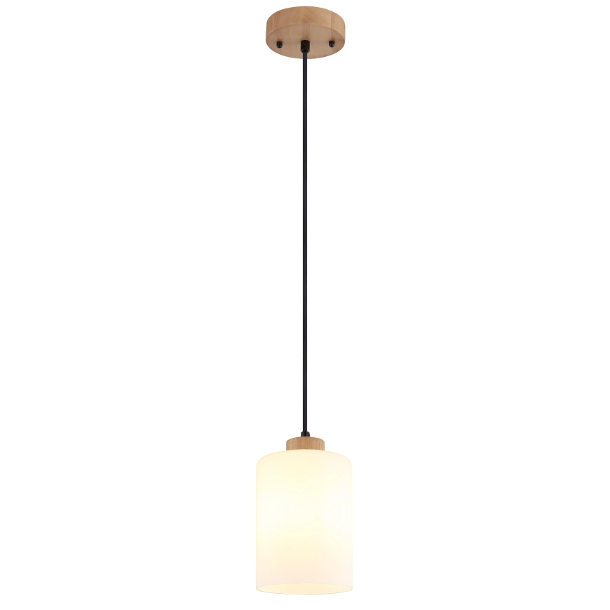 Globo - Cable-hung pendant 1xE27/60W/230V Oak/White