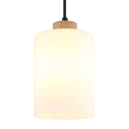 Globo - Cable-hung pendant 1xE27/60W/230V Oak/White