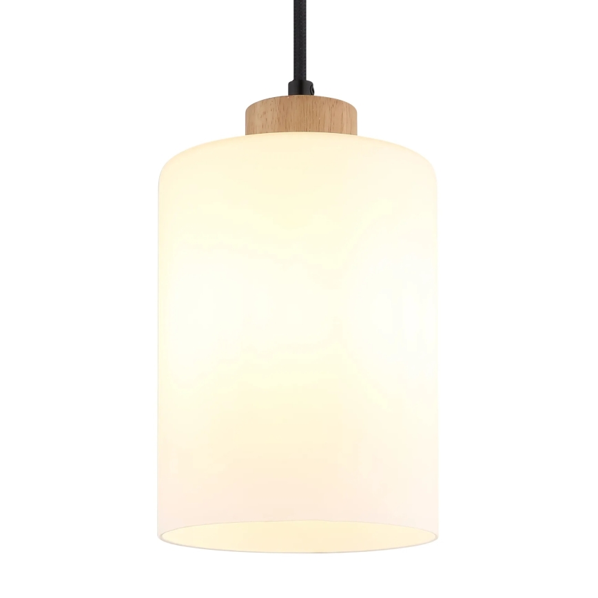 Globo - Cable-hung pendant 1xE27/60W/230V Oak/White
