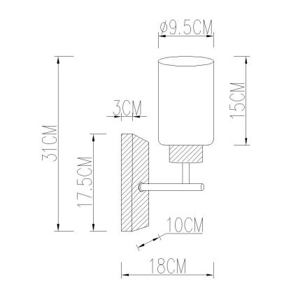 Globo - Wall lamp 1x E27/60W/230V, Oak/White