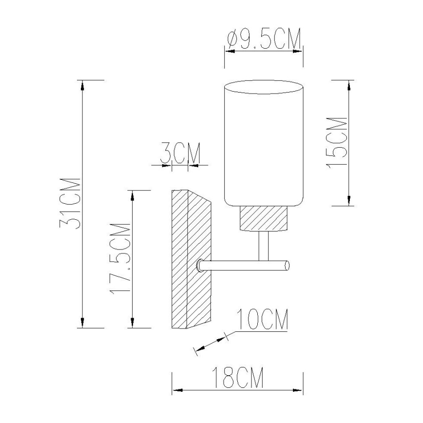 Globo - Wall lamp 1x E27/60W/230V, Oak/White