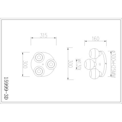 Globo - Ceiling light 3xE27/60W/230V Ø 31.5 cm